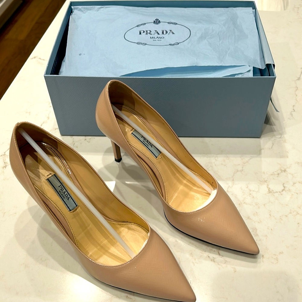Prada Milano Nude Leather Pumps